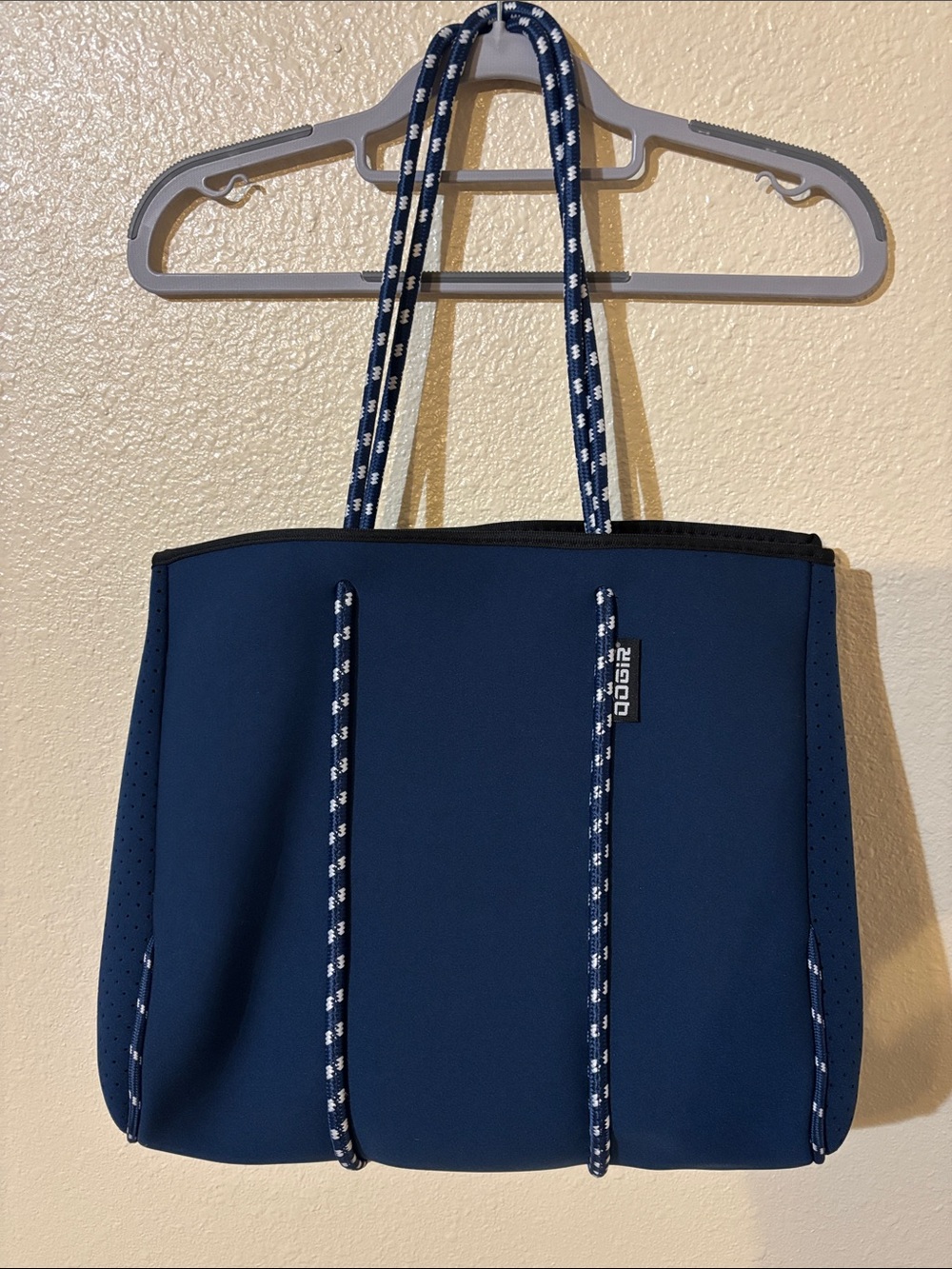 Qogir Neoprene Navy Tote Bag with Rope Handles 15X13inches